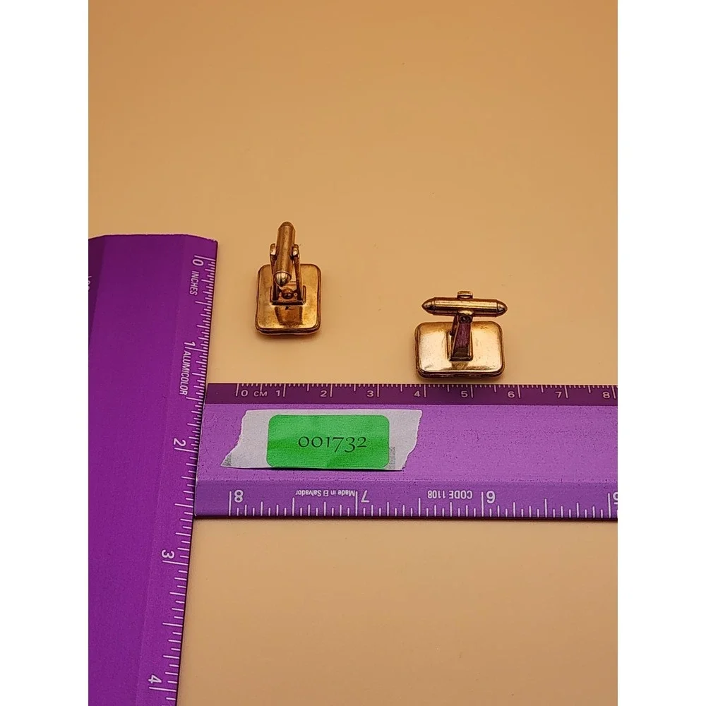 Vintage Art‎ Deco Gold Tone Cufflinks Textured Edge Rectangular FREE $HIPPING!!